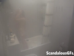 Enthousiasteling, Badkamer, Bruinharig, Vriendin, Kut duiken, Douche, Alleen, Webcamera