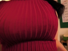 Big boobed babe tit fucks a lucky fuckpole