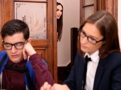 お尻, 茶髪の, 女 人男 人, 手コキする, ハードコア, ティーン, 三人, オッパイの