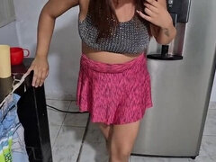 Upset Venezuelan Maid Fucks Hard After Washing Dishes - Big Natural Tits Latina Teen
