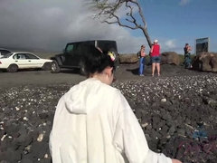 Lenna travels to Hawaii and gets right to the nude beach.