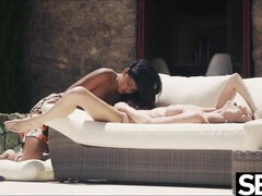 Watch as this gorgeous brunette rides her sexy girlfriend's face - Coco de mal