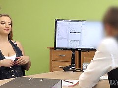 Loan4k. bad red-haired girl sucks and gets screwed in the loan office