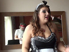 ぽっちゃり, イギリス人, ぽちゃ, 下着, メイド, オマンコ