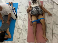 Japanese MILF Gets Hardcore Massage with BBC Next to Husband