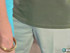 素人, デカパイ, ブロンド, フェラチオ, イく瞬間, 眼鏡, 熟年, 淫乱熟女