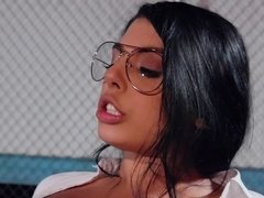 Two busty raven-haired beauties banged in hot threesome