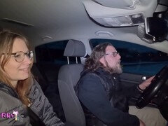 Horny wife gets naughty in the parking lot - exchanges pussy pounding for car servicing!