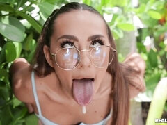 Sensual angel with nice ass Mackenzie Mace rides on a big dick