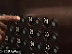 Schwarz, Blondine, Blasen, Schwanz, Lecken, Muschi, Flotter dreier, Titten