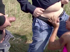 Gangbang, German, Outdoor