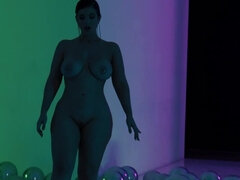 Amateur woman with amazing boobs is playing all alone