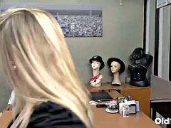 Blonde Milf in Glasses and Stockings Pounded Hard on Office Desk