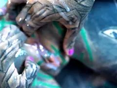 Inked babe craves anal Gaping and messy cumplay