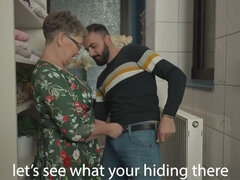Grote mammen, Blond, Sperma shot, Diep in de keel, Sperma in gezicht, Omie, Handbeurt, Hd