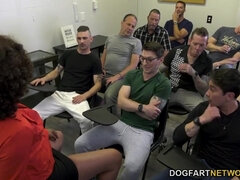 Misty Stone gives head to 10 guys until they cum