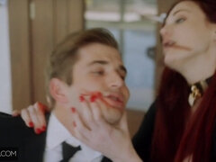 Blonde, Sucer une bite, Gorge profonde, Face assise, Faciale, 2 femmes 1 homme, Rousse roux, Plan cul à trois