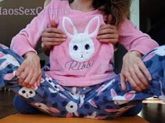 Sexy Stepsister in Pajamas Teases with Handjob, Spanking, and Cumshot Compilation