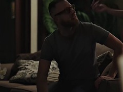 Busty mature tranny sucks and deepthroats boyfriend bareback