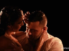 Минет, Брюнетки, Парочка, Семяизвержение, Натуральные сиськи, Киски, Бритые, Сиськи