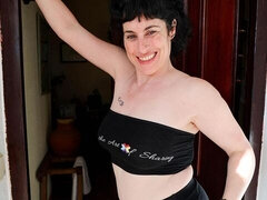 素人, デカパイ, 茶髪の, ディルド, 指いじり, オナニー, 熟年, おもちゃ