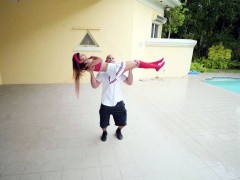 Любители, Брюнетки, На природе, Бассейн, Юбки, Софткор, Униформа