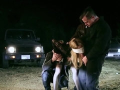 Dogging girl gangbanged by a group of total strangers