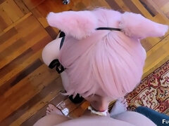 This Kitty Licked All The Cream! Whipped Cream Blowjob With Lina Moore