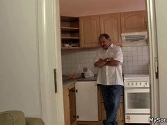 Father in law fucks sons's brunette gf