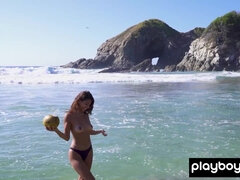 ビーチ, 茶髪の, ラティーナ, メキシコ人, 裸, 自然山雀, アウトドア, 一人