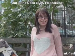 British MILF Tiffany Naylor shows off her exhibitionist side as she pees in her pants in public