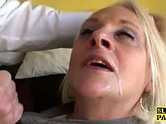 Facefucked uk granny finger-tickled in her bum