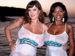 ビーチ, デカ尻, デカパイ, 黒人, 下着, 淫乱熟女, ヌード, アウトドア