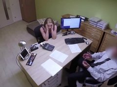 Nata get bend over & fucked on the office desk to earn cash for college