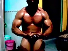 Indonesian Bodybuilder Naked Pose and Masturbate