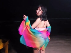 ビーチ, デカ尻, 女, ラティーナ, オナニー, メキシコ人, オーガズム, オマンコ