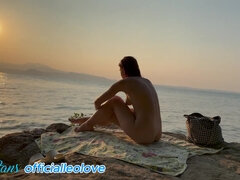 Strand, Grote mammen, Pijpbeurt, Sperma shot, Sperma in gezicht, Nudist, Gezichtspunt, Tiener