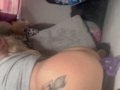 Pleasuring myself with a giant 9-inch dildo in my tight pussy!
