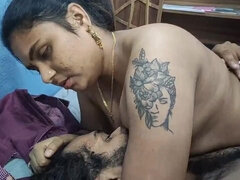 フェラチオ, チン, バック, 毛深い, 旦那, インド人, ラフ, 妻