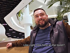 HUNT4K. Beautiful redhead fucked by a stranger in the bathroom in front of her boyfriend