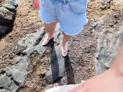 Playa, Mamada, Pareja, Semen en la boca, Polla, Hd, Pelirrojo, Chupando