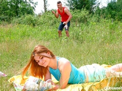 Arsch, Blondine, Blasen, Lecken, Im freien, Muschi, Rasiert, Titten