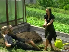 Three Beauties Make A Mess Of Themselves In The Backyard