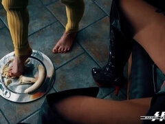 緊縛, ブロンド, フェティッシュ, 足フェチ, ドイツ人, 奴隷, ペニスバンド, タトゥー