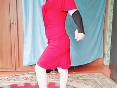 Leie, Grosser schwanz, Crossdresser, Tanzen, Schwul, Öffentlich, Rotschopf, Jungendliche (18+)