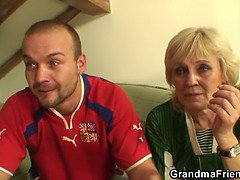 Old granma losts bet and gets fucked