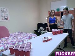 Beer pong besties share 2 large dongs after they lost