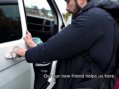 Lieveling, Bruinharig, Auto, Man die toekijkt, Hardcore, Latijnse vrouw, Gezichtspunt