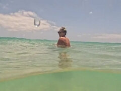 Strand, Pummelig, Nahaufnahme, Masturbation, Milf, Nackt, Im freien, Unter wasser