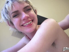素人, デカ尻, デカチン, ブロンド, フェラチオ, 自然山雀, ショートヘア, ティーン